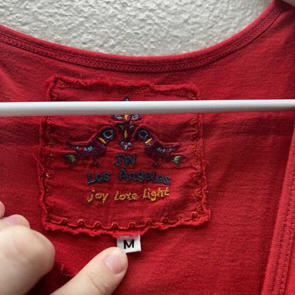 Johnny Was Dress Sz M Embroidered Boho Ruched Knot Babydoll Fairy MIDI Y2K Style - Picture 5 of 10